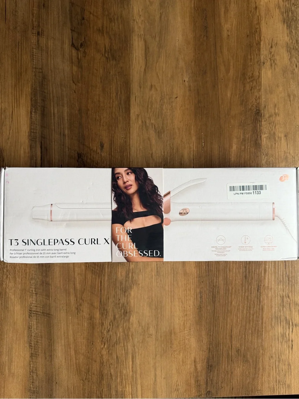 T3 SinglePass Curling Iron 1.5in White/Rose Gold